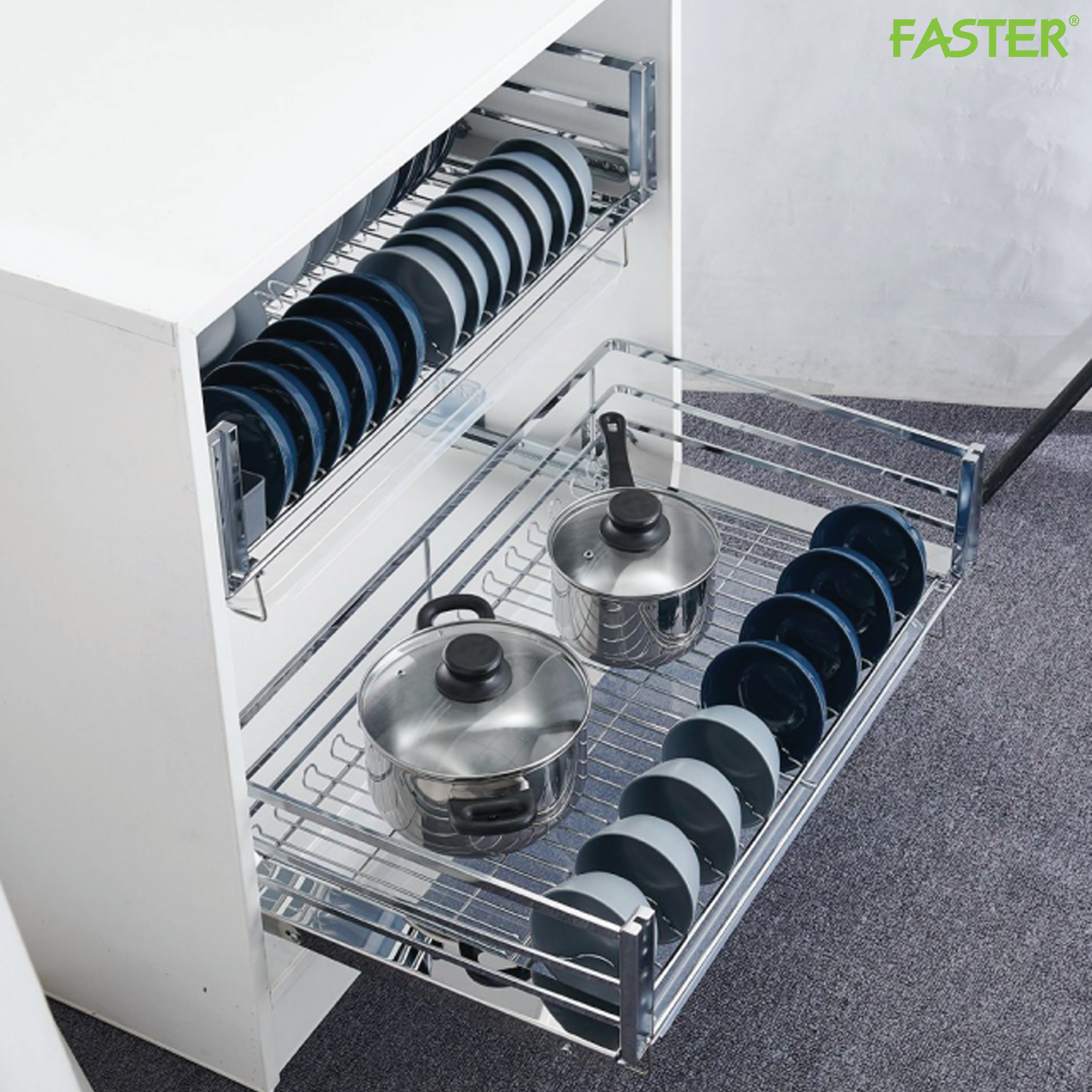 Giá bát đĩa, xoong nồi tủ dưới FS P02BC 60/70/75/80/90