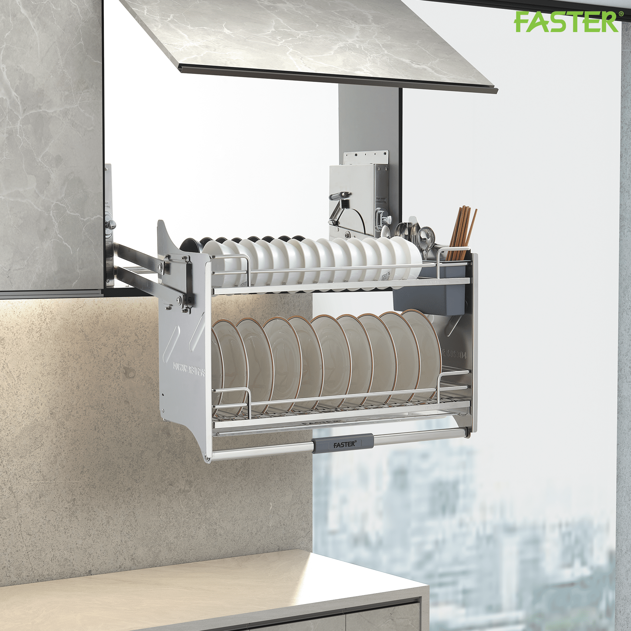 GIÁ NÂNG HẠ NAN OVAL INOX 304 FS EB900FLE