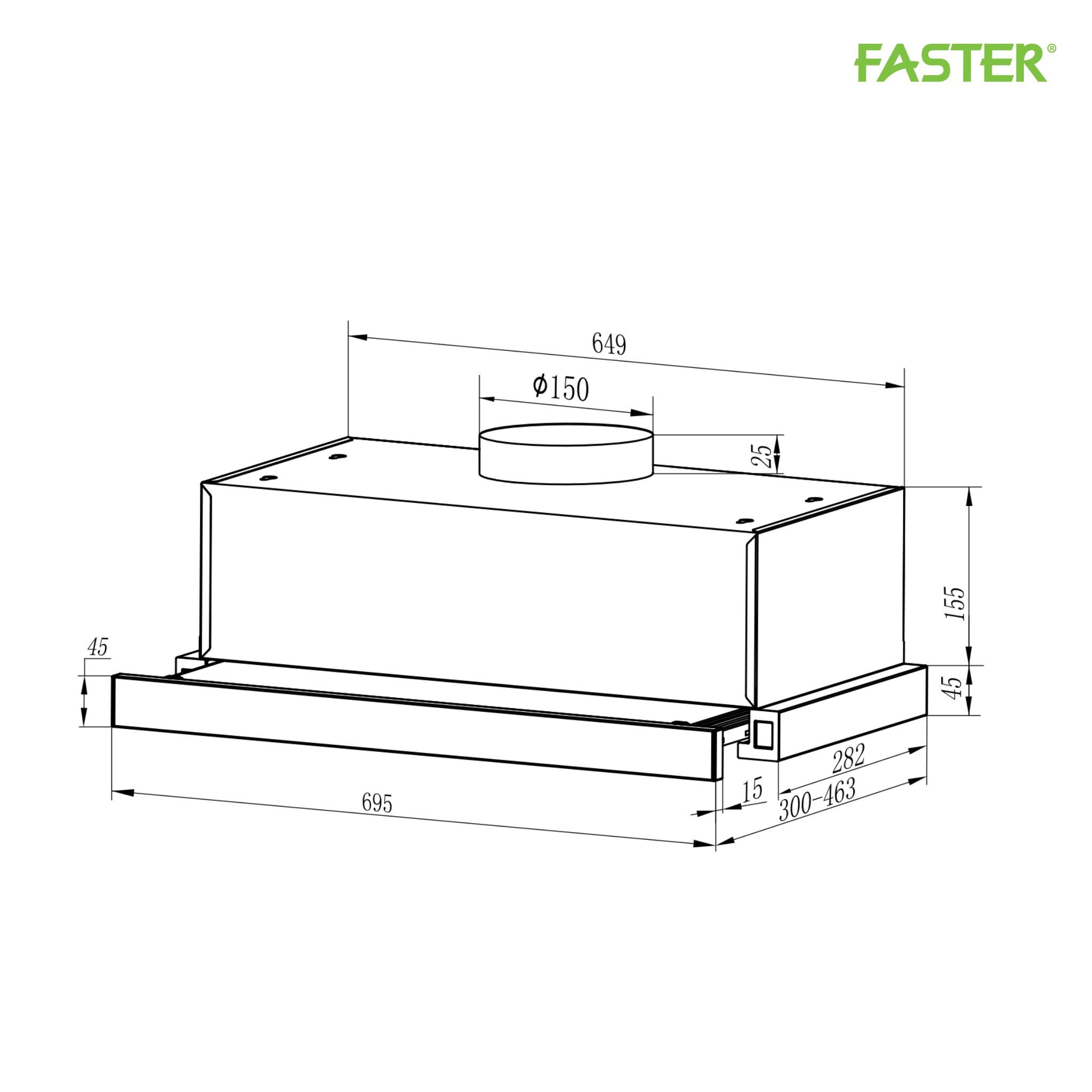 Máy hút mùi kéo rút FS SYP7223W